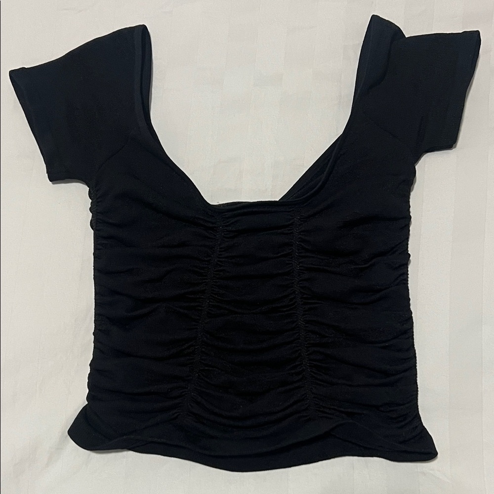 Free People Black Ruched “Gotta Be You” Top